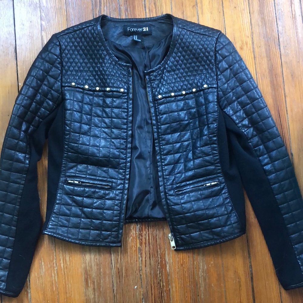 Black leather jacket with studs